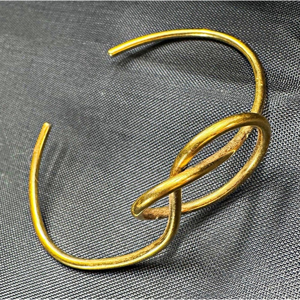 Gold Tone Knot Wire Open-Ended Cuff Bracelet | Metal No Stone